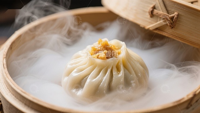 热气腾腾的蒸笼小笼包
