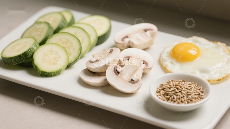 高清大图下载【趣麦麦图】切片蔬菜与煎蛋摆盘