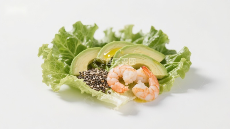 高清大图下载【趣麦麦图】虾仁牛油果生菜沙拉