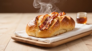 热腾腾的培根面包