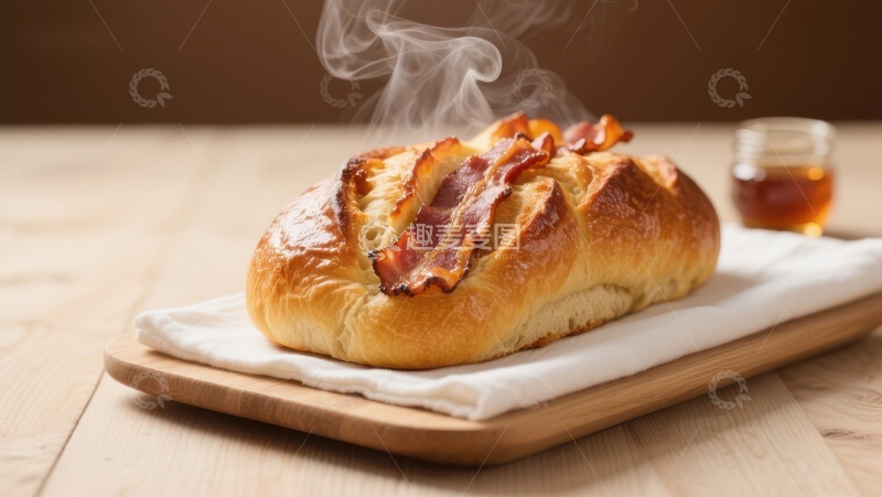高清大图下载【趣麦麦图】热腾腾的培根面包
