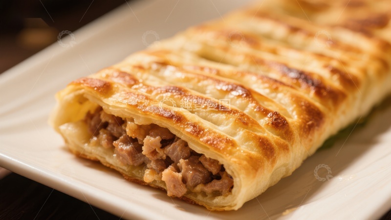 高清大图下载【趣麦麦图】金黄酥皮肉卷美食特写