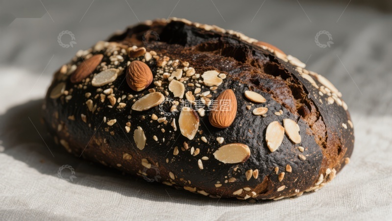 高清大图下载【趣麦麦图】黑麦面包配坚果与种子