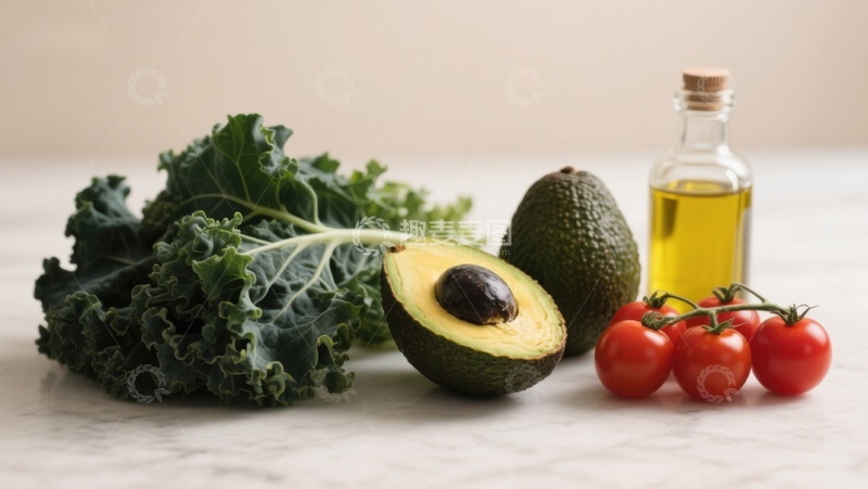 高清大图下载【趣麦麦图】新鲜蔬菜与橄榄油静物