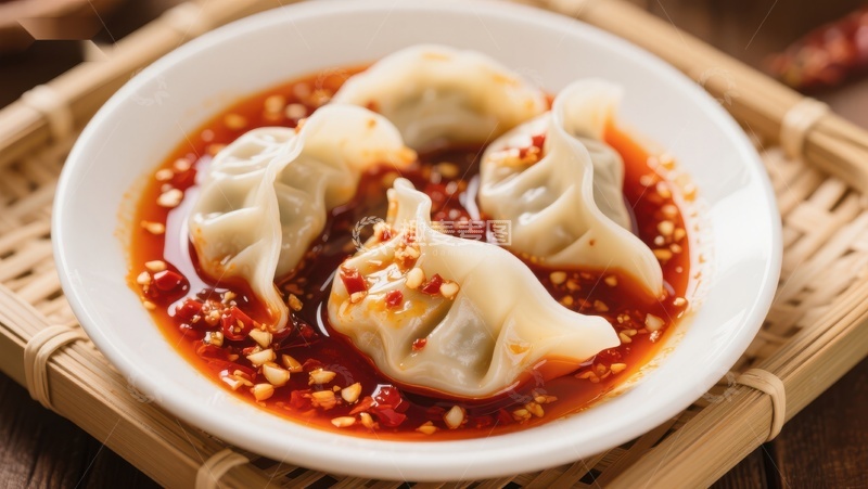 高清大图下载【趣麦麦图】麻辣水饺，鲜香四溢