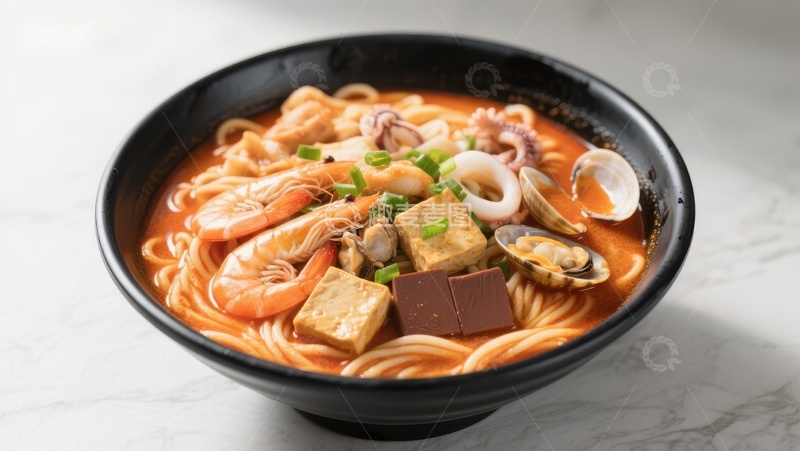 高清大图下载【趣麦麦图】海鲜豆腐面，美味诱人