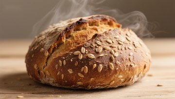 新鲜出炉的全麦面包