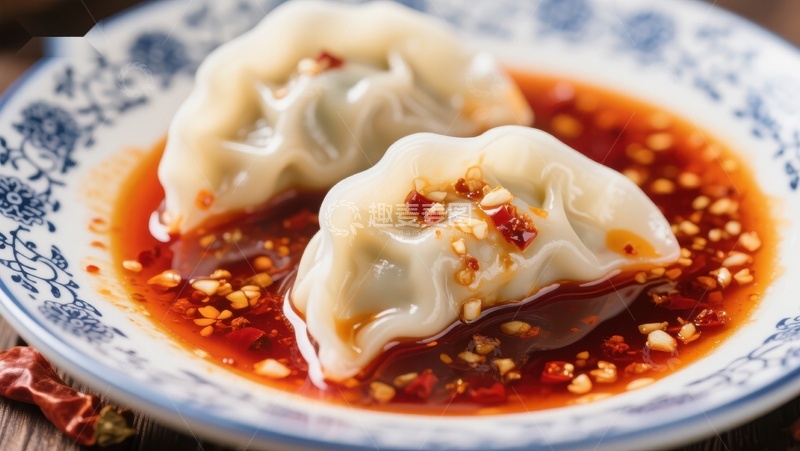 高清大图下载【趣麦麦图】热辣水饺配红油蘸料