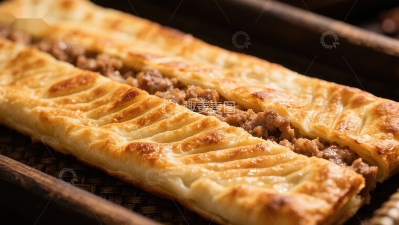 高清大图下载【趣麦麦图】酥脆肉饼，金黄诱人