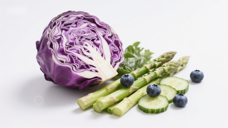 高清大图下载【趣麦麦图】新鲜蔬菜与蓝莓组合