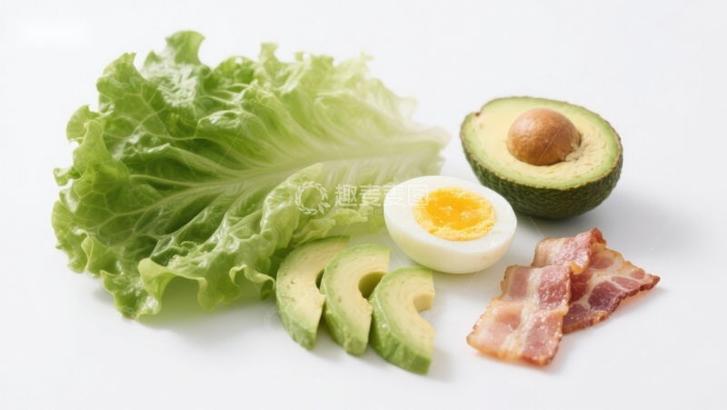 高清大图下载【趣麦麦图】生菜鸡蛋牛油果培根食材