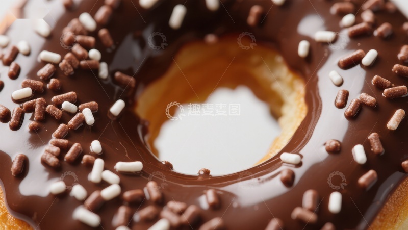 高清大图下载【趣麦麦图】巧克力糖霜甜甜圈特写