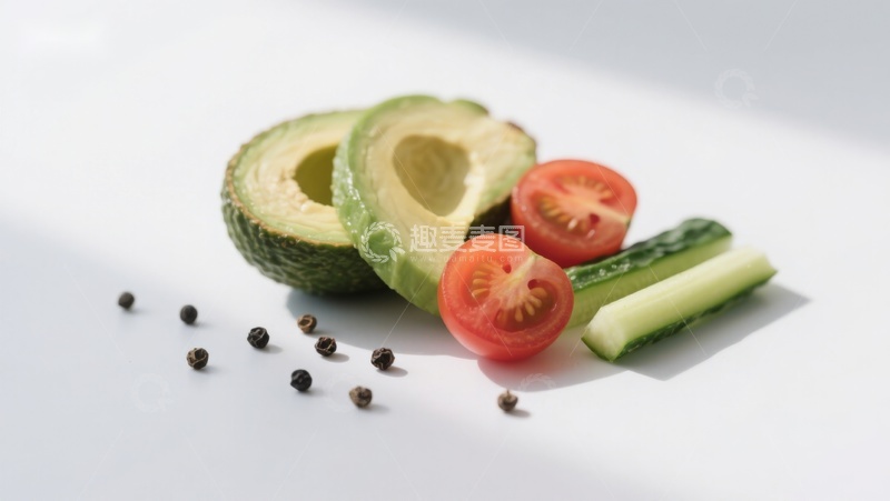 高清大图下载【趣麦麦图】新鲜蔬菜与牛油果切片