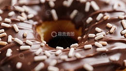 巧克力糖霜甜甜圈特写