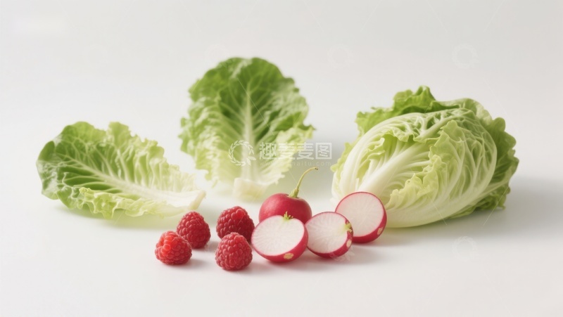 高清大图下载【趣麦麦图】生菜与覆盆子萝卜静物
