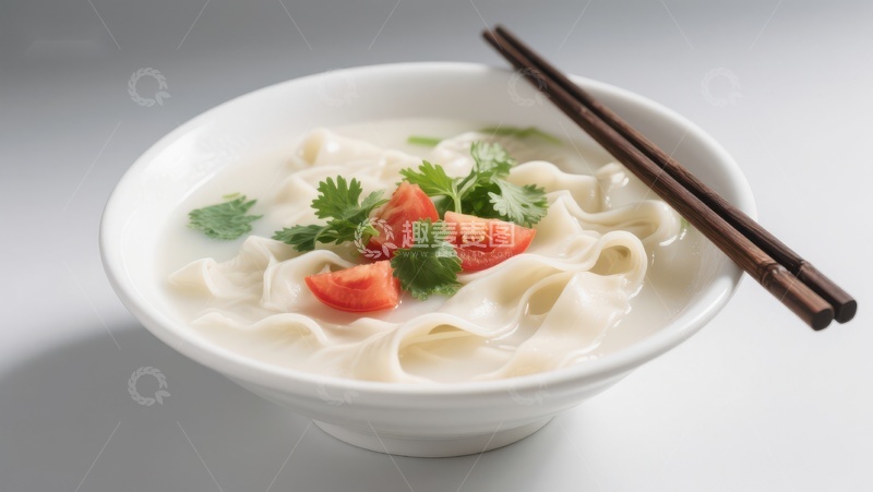 高清大图下载【趣麦麦图】一碗清汤面条配蔬菜