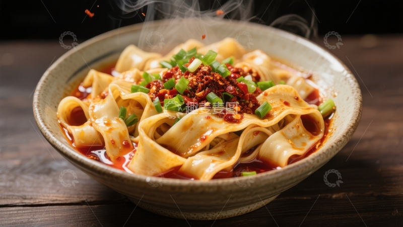 高清大图下载【趣麦麦图】热气腾腾的红油面片