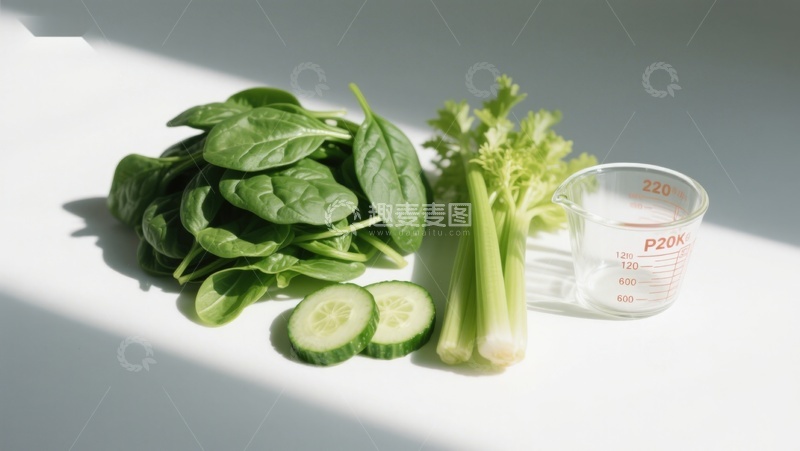 高清大图下载【趣麦麦图】新鲜蔬菜与量杯静物