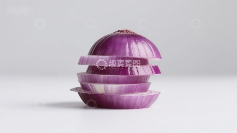 高清大图下载【趣麦麦图】切片的紫洋葱堆叠展示