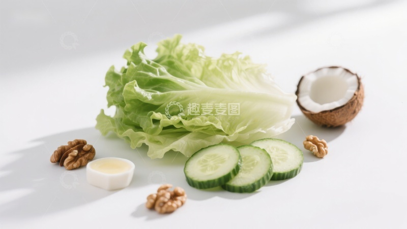 高清大图下载【趣麦麦图】新鲜蔬菜与坚果静物摆拍