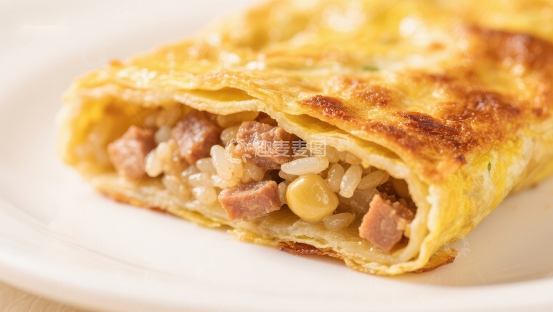 高清大图下载【趣麦麦图】蛋包饭卷，内含米饭与肉块