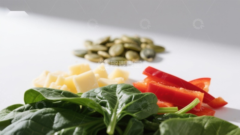 高清大图下载【趣麦麦图】新鲜蔬菜与坚果食材展示
