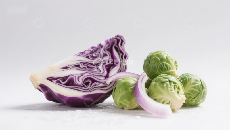 高清大图下载【趣麦麦图】紫甘蓝与抱子甘蓝静物
