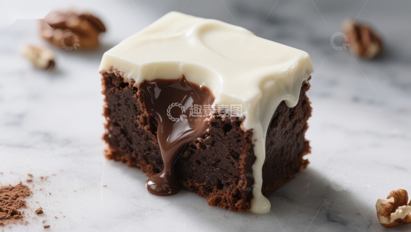 巧克力蛋糕配白巧克力酱