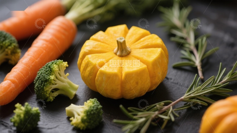 高清大图下载【趣麦麦图】南瓜胡萝卜西兰花静物