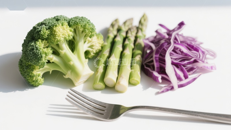 高清大图下载【趣麦麦图】新鲜蔬菜与叉子静物