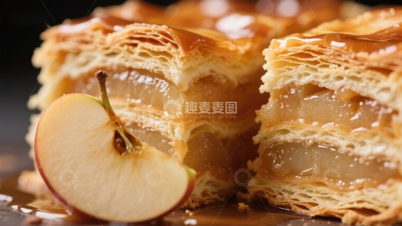 高清大图下载【趣麦麦图】酥皮苹果派的诱人特写