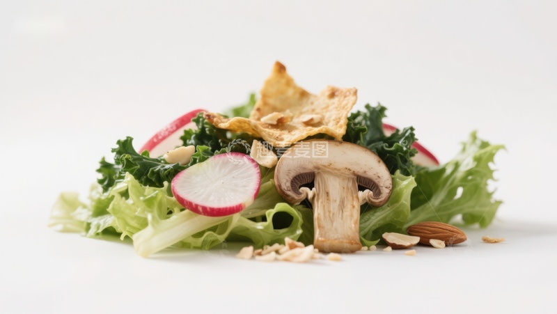 高清大图下载【趣麦麦图】新鲜蔬菜沙拉配坚果与菌菇