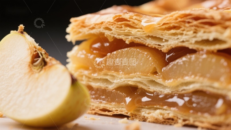 高清大图下载【趣麦麦图】酥皮苹果派的诱人特写
