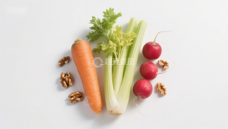 高清大图下载【趣麦麦图】胡萝卜芹菜萝卜核桃静物