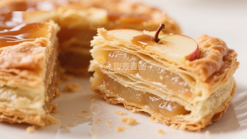 高清大图下载【趣麦麦图】酥皮苹果派的美味特写