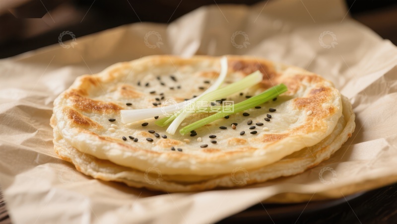 高清大图下载【趣麦麦图】香煎饼配葱段
