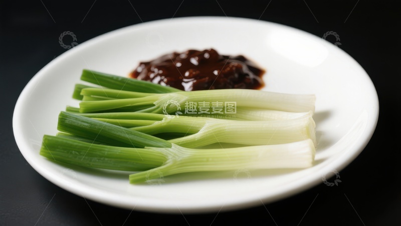 高清大图下载【趣麦麦图】盘中青葱与酱料