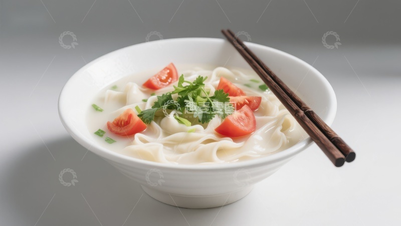 高清大图下载【趣麦麦图】一碗清新番茄汤面配筷子