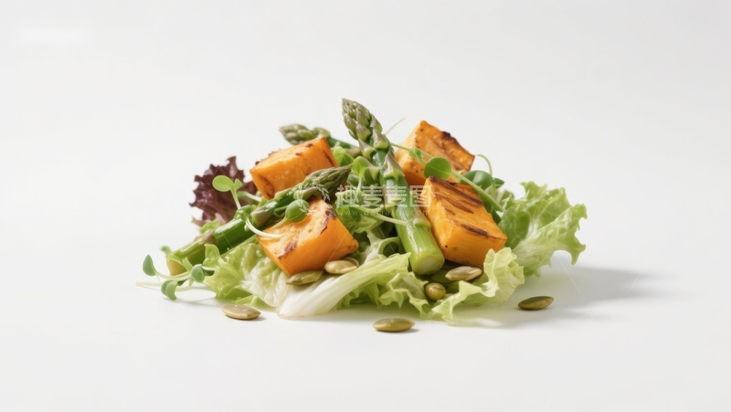 高清大图下载【趣麦麦图】烤南瓜芦笋沙拉