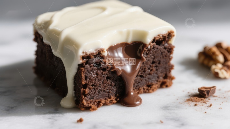 高清大图下载【趣麦麦图】巧克力蛋糕配白巧克力酱