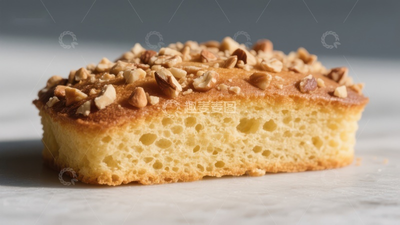 高清大图下载【趣麦麦图】坚果点缀的金黄色蛋糕