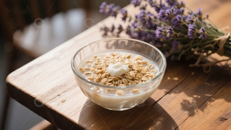 高清大图下载【趣麦麦图】-燕麦牛奶配薰衣草