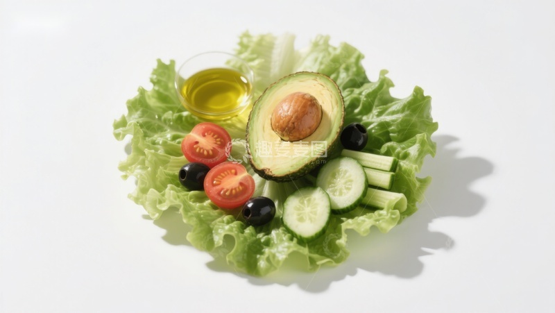 高清大图下载【趣麦麦图】新鲜蔬菜与牛油果摆盘