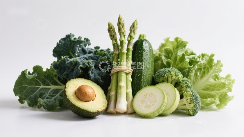 高清大图下载【趣麦麦图】新鲜绿色蔬菜组合展示