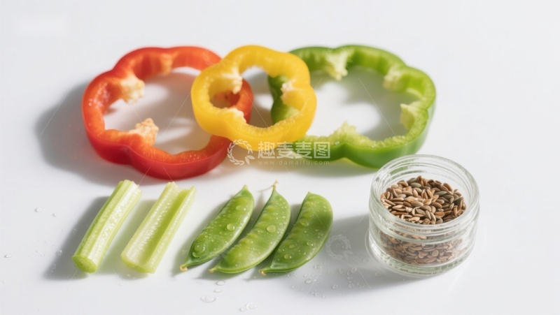 高清大图下载【趣麦麦图】彩椒芹菜豌豆与香料
