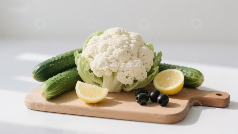 高清大图下载【趣麦麦图】新鲜蔬菜与柠檬摆盘