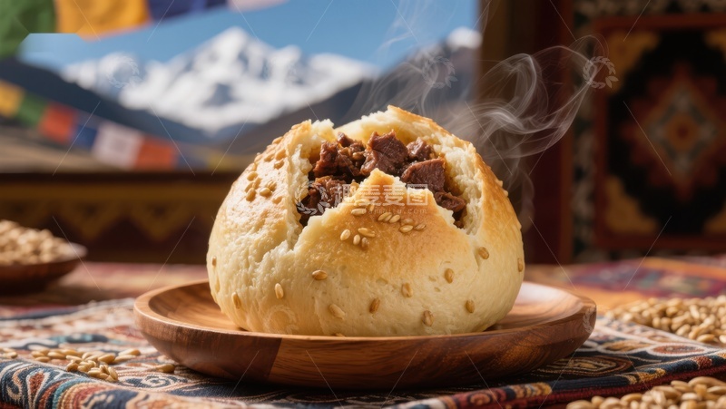 高清大图下载【趣麦麦图】热腾腾的肉馅面包