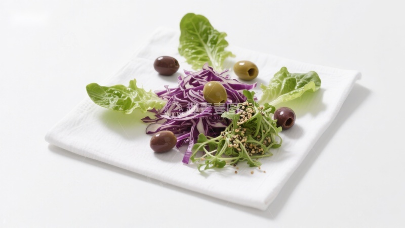 高清大图下载【趣麦麦图】紫甘蓝沙拉配橄榄与生菜