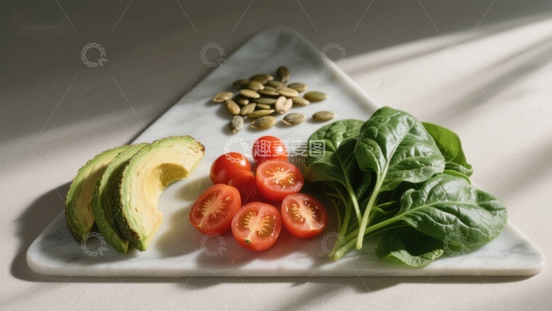 高清大图下载【趣麦麦图】新鲜蔬果与坚果摆盘