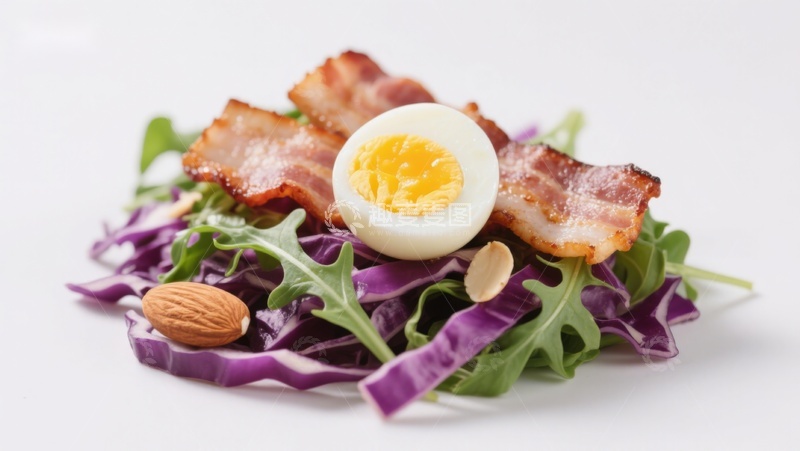 高清大图下载【趣麦麦图】沙拉配培根鸡蛋坚果